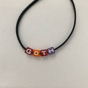 Rainbow square bead colorful choker ‘goth’ faux suede black ddlg / 3 for $15